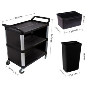 SOGA 2X 3 Tier Covered Food Trolley Food Waste Cart Storage Mechanic Kitchen with Bins, Business & Industrial, Food Service, Food Service Carts, , ,  - NZ DEPOT 2