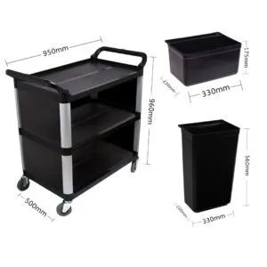 Buy SOGA 2X 3 Tier Covered Food Trolley Food Waste Cart Storage Mechanic Kitchen with Bins Online - Business & Industrial/Food Service/Food Service Carts - 2 - NZ Depot Free Shipping