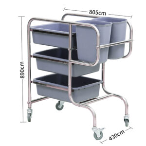 SOGA 2X 3 Tier Food Trolley Food Waste Cart Five Buckets Kitchen Food Utility 80x43x89cm Round, Business & Industrial, Food Service, Food Service Carts, , ,  - NZ DEPOT 2