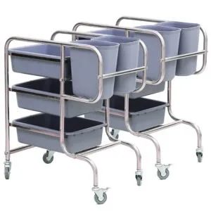 Buy SOGA 2X 3 Tier Food Trolley Food Waste Cart Five Buckets Kitchen Food Utility 80x43x89cm Round Online - Business & Industrial/Food Service/Food Service Carts - 1 - NZ Depot Free Shipping
