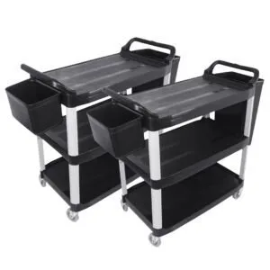Buy SOGA 2X 3 Tier Food Trolley Food Waste Cart w/ 2 Bin Food Utility Kitchen Large Online - Business & Industrial/Food Service/Food Service Carts - 1 - NZ Depot Free Shipping
