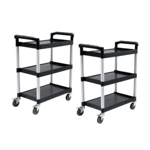 SOGA 2X 3 Tier Food Trolley Portable Kitchen Cart Multifunctional Big Utility Service with wheels 830x420x950mm Black, Business & Industrial, Food Service, Food Service Carts, , ,  - NZ DEPOT 1