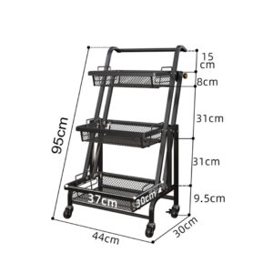 SOGA 2X 3 Tier Steel Black Adjustable Kitchen Cart Multi-Functional Shelves Portable Storage Organizer with Wheels, Garden, Tools & Hardware, Garage Storage & Organisation, Utility Shelves, , ,  - NZ DEPOT 2