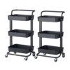 SOGA 2X 3 Tier Steel Black Movable Kitchen Cart Multi-Functional Shelves Portable Storage Organizer with Wheels, Garden, Tools & Hardware>Garage Storage & Organisation>Utility Shelves, , , , ,  - NZ DEPOT 1