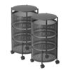 SOGA 2X 3 Tier Steel Round Rotating Kitchen Cart Multi-Functional Shelves Portable Storage Organizer with Wheels, Garden, Tools & Hardware>Garage Storage & Organisation>Utility Shelves, , , , ,  - NZ DEPOT 1