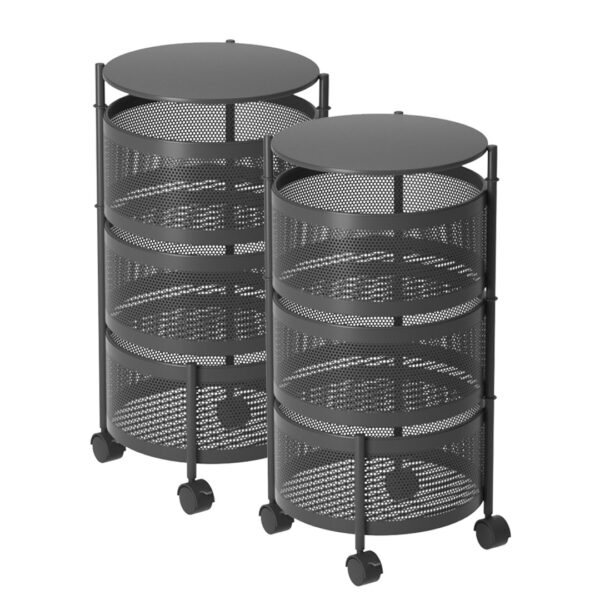 Soga 2X 3 Tier Steel Round Rotating Kitchen Cart Multi-Functional Shelves Portable Storage Organizer With Wheels, Garden, Tools &Amp; Hardware, Garage Storage &Amp; Organisation, Utility Shelves, , ,  - Nz Depot 1