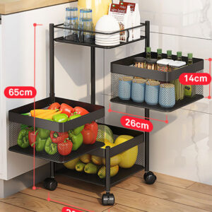 SOGA 2X 3 Tier Steel Square Rotating Kitchen Cart Multi-Functional Shelves Portable Storage Organizer with Wheels, Garden, Tools & Hardware, Garage Storage & Organisation, Utility Shelves, , ,  - NZ DEPOT 2