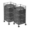 SOGA 2X 3 Tier Steel Square Rotating Kitchen Cart Multi-Functional Shelves Portable Storage Organizer with Wheels, Garden, Tools & Hardware>Garage Storage & Organisation>Utility Shelves, , , , ,  - NZ DEPOT 1
