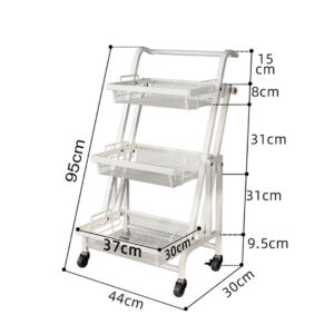 SOGA 2X 3 Tier Steel White Adjustable Kitchen Cart Multi-Functional Shelves Portable Storage Organizer with Wheels, Garden, Tools & Hardware, Garage Storage & Organisation, Utility Shelves, , ,  - NZ DEPOT 2