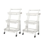 SOGA 2X 3 Tier Steel White Adjustable Kitchen Cart Multi-Functional Shelves Portable Storage Organizer with Wheels, Garden, Tools & Hardware>Garage Storage & Organisation>Utility Shelves, , , , ,  - NZ DEPOT 1