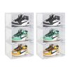 SOGA  2X 3 Tier Transparent Portable Shoe Organiser Sneaker Footwear Folding Plastic Bin Stackable Storage Box with Magnetic Door, Furniture>Storage & Shelving>Shoe Storage, , , , ,  - NZ DEPOT 1