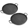 SOGA 2X 30cm Ribbed Cast Iron Frying Pan Skillet Coating Steak Sizzle Platter, Home & Living>Kitchen & Dining>Cookware>Frying Pans, , , , , - NZ DEPOT 1