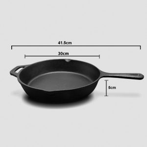 SOGA 2X 30cm Round Cast Iron Frying Pan Skillet Steak Sizzle Platter with Helper Handle, Home & Living, Kitchen & Dining, Cookware, Frying Pans,  - NZ DEPOT 2