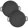SOGA 2X 30cm Round Cast Iron Ribbed BBQ Pan Skillet Steak Sizzle Platter with Handle, Home & Living>Kitchen & Dining>Cookware>Frying Pans, , , , , - NZ DEPOT 1
