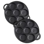 SOGA 2X 31.5cm Cast Iron Takoyaki Fry Pan Octopus Balls Maker 7 Hole Cavities Grill Mold, Home & Living>Kitchen & Dining>Cookware>Frying Pans, , , , ,  - NZ DEPOT 1