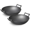 SOGA 2X 32cm Commercial Cast Iron Wok FryPan Fry Pan with Double Handle, Home & Living>Kitchen & Dining>Cookware>Frying Pans, , , , ,  - NZ DEPOT 1