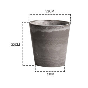 SOGA 2X 32cm Rock Grey Round Resin Plant Flower Pot in Cement Pattern Planter Cachepot for Indoor Home Office, Home & Living, Home Decor, Indoor Pots, Planters and Plant Stands, , ,  - NZ DEPOT 2