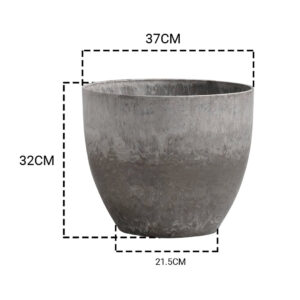 SOGA 2X 32cm Rock Grey Round Resin Plant Flower Pot in Cement Pattern Planter Cachepot for Indoor Home Office, Home & Living, Home Decor, Indoor Pots, Planters and Plant Stands, , ,  - NZ DEPOT 2