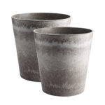 SOGA 2X 32cm Rock Grey Round Resin Plant Flower Pot in Cement Pattern Planter Cachepot for Indoor Home Office, Home & Living>Home Decor>Indoor Pots, Planters and Plant Stands, , , , ,  - NZ DEPOT 1