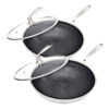 SOGA 2X 32cm Stainless Steel Tri-Ply Frying Cooking Fry Pan Textured Non Stick Interior Skillet with Glass Lid, home & living > kitchen & dining > cookware > frying pans, , , , , - NZ DEPOT 1
