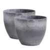 SOGA 2X 32cm Weathered Grey Round Resin Plant Flower Pot in Cement Pattern Planter Cachepot for Indoor Home Office, Home & Living>Home Decor>Indoor Pots, Planters and Plant Stands, , , , ,  - NZ DEPOT 1