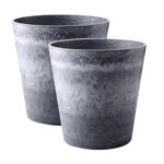 SOGA 2X 32cm Weathered Grey Round Resin Plant Flower Pot in Cement Pattern Planter Cachepot for Indoor Home Office, Home & Living>Home Decor>Indoor Pots, Planters and Plant Stands, , , , ,  - NZ DEPOT 1
