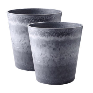 Soga 2X 32Cm Weathered Grey Round Resin Plant Flower Pot In Cement Pattern Planter Cachepot For Indoor Home Office Nz Depot 8 - Nz Depot