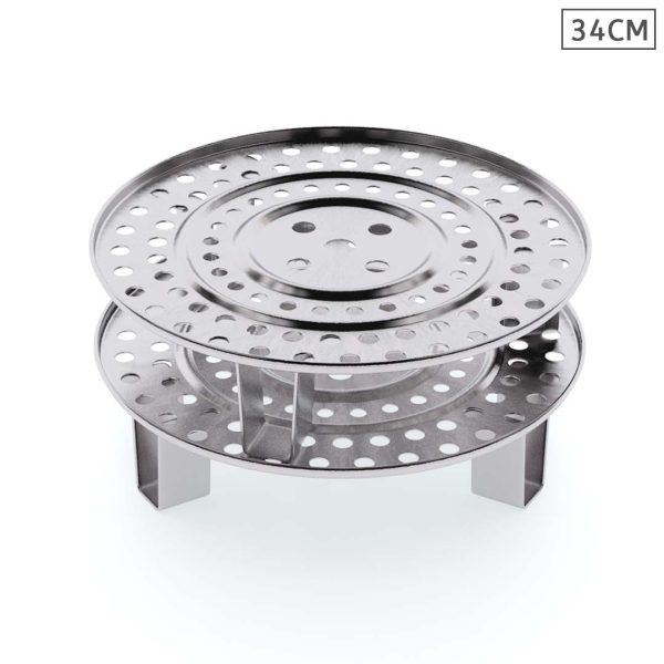 Soga 2X 34Cm Stainless Steel Steamer Insert Stock Pot Steaming Rack Stockpot Tray, Home &Amp; Living &Gt; Kitchen &Amp; Dining &Gt; Cookware &Gt; Stock &Amp; Multi Pots, , , , ,  - Nz Depot 1