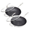 SOGA 2X 34cm Stainless Steel Tri-Ply Frying Cooking Fry Pan Textured Non Stick Skillet with Glass Lid and Helper Handle, home & living > kitchen & dining > cookware > frying pans, , , , ,  - NZ DEPOT 1