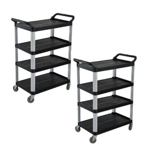 SOGA 2X 4 Tier Food Trolley Portable Kitchen Cart Multifunctional Big Utility Service with wheels 950x500x1270mm Black, Business & Industrial, Food Service, Food Service Carts, , ,  - NZ DEPOT 1