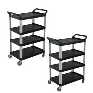 Buy SOGA 2X 4 Tier Food Trolley Portable Kitchen Cart Multifunctional Big Utility Service with wheels 950x500x1270mm Black Online - Business & Industrial/Food Service/Food Service Carts - 1 - NZ Depot Free Shipping