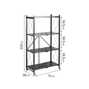 SOGA 2X 4 Tier Steel Black Foldable Kitchen Cart Multi-Functional Shelves Portable Storage Organizer with Wheels, Garden, Tools & Hardware, Garage Storage & Organisation, Utility Shelves, , ,  - NZ DEPOT 2