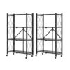 SOGA 2X 4 Tier Steel Black Foldable Kitchen Cart Multi-Functional Shelves Portable Storage Organizer with Wheels, Garden, Tools & Hardware>Garage Storage & Organisation>Utility Shelves, , , , ,  - NZ DEPOT 1