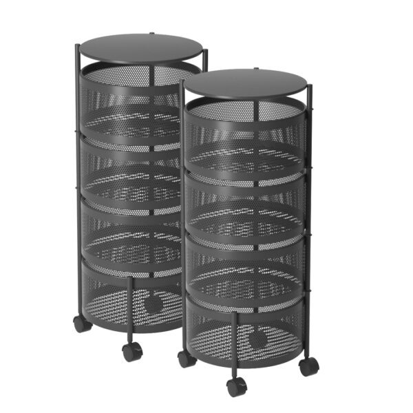 SOGA 2X 4 Tier Steel Round Rotating Kitchen Cart Multi-Functional Shelves Portable Storage Organizer with Wheels, Garden, Tools & Hardware, Garage Storage & Organisation, Utility Shelves, , ,  - NZ DEPOT 1