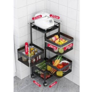 SOGA 2X 4 Tier Steel Square Rotating Kitchen Cart Multi-Functional Shelves Portable Storage Organizer with Wheels, Garden, Tools & Hardware, Garage Storage & Organisation, Utility Shelves, , ,  - NZ DEPOT 2