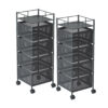 SOGA 2X 4 Tier Steel Square Rotating Kitchen Cart Multi-Functional Shelves Portable Storage Organizer with Wheels, Garden, Tools & Hardware>Garage Storage & Organisation>Utility Shelves, , , , ,  - NZ DEPOT 1