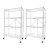 SOGA 2X 4 Tier Steel White Foldable Display Stand Multi-Functional Shelves Portable Storage Organizer with Wheels, Garden, Tools & Hardware>Garage Storage & Organisation>Utility Shelves, , , , ,  - NZ DEPOT 1