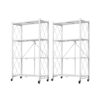 SOGA 2X 4 Tier Steel White Foldable Kitchen Cart Multi-Functional Shelves Portable Storage Organizer with Wheels, Garden, Tools & Hardware>Garage Storage & Organisation>Utility Shelves, , , , ,  - NZ DEPOT 1