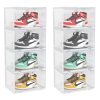 SOGA 2X 4 Tier Transparent Portable Shoe Organiser Sneaker Footwear Folding Plastic Bin Stackable Storage Box with Magnetic Door, Furniture>Storage & Shelving>Shoe Storage, , , , ,  - NZ DEPOT 1