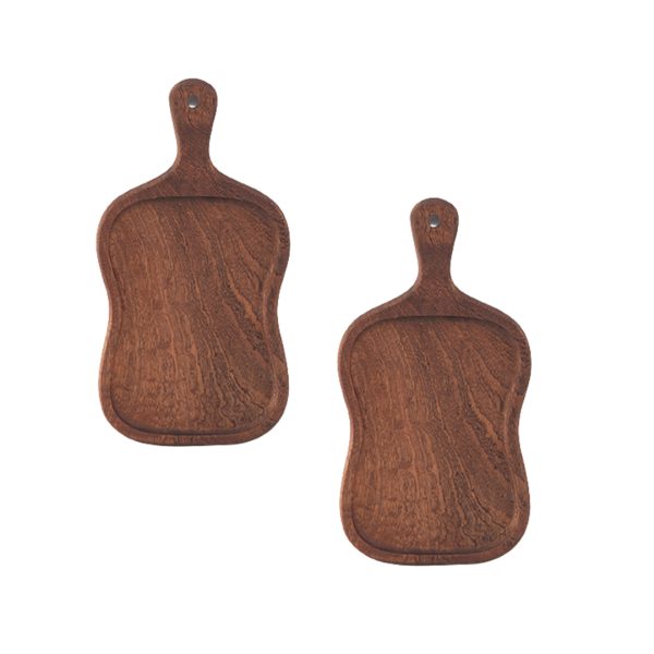 SOGA 2X 40cm Brown Wooden Serving Tray Board Paddle with Handle Home Decor, Kitchenware > Table Top > Servingware > Servingware Platter, , , , ,  - NZ DEPOT 1