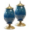 SOGA 2X 40cm Ceramic Oval Flower Vase with Gold Metal Base Dark Blue, Home & Living>Home Decor>Vases, , , , ,  - NZ DEPOT 1
