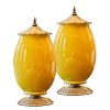 SOGA 2X 40cm Ceramic Oval Flower Vase with Gold Metal Base Yellow, Home & Living>Home Decor>Vases, , , , ,  - NZ DEPOT 1