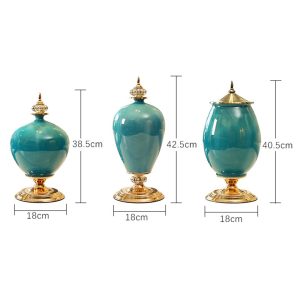 SOGA 2X 42cm Ceramic Oval Flower Vase with Gold Metal Base Green, Home & Living, Home Decor, Vases, , ,  - NZ DEPOT 2