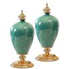 SOGA 2X 42cm Ceramic Oval Flower Vase with Gold Metal Base Green, Home & Living, Home Decor, Vases, , ,  - NZ DEPOT 1
