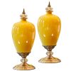 SOGA 2X 42cm Ceramic Oval Flower Vase with Gold Metal Base Yellow, Home & Living, Home Decor, Vases, , ,  - NZ DEPOT 1