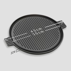 SOGA 2X 43cm Round Ribbed Cast Iron Frying Pan Skillet Steak Sizzle Platter with Handle, Home & Living, Kitchen & Dining, Cookware, Frying Pans, ,  - NZ DEPOT 2