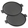 SOGA 2X 43cm Round Ribbed Cast Iron Frying Pan Skillet Steak Sizzle Platter with Handle, Home & Living>Kitchen & Dining>Cookware>Frying Pans, , , , ,  - NZ DEPOT 1