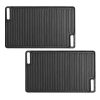 SOGA 2X 45cm Rectangular Cast Iron Portable Fry BBQ Grill Plate Cooking Pan Tray with Handle, Home & Living>Kitchen & Dining>Cookware>Frying Pans, , , , ,  - NZ DEPOT 1