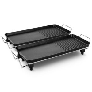 SOGA 2X 48cm Electric BBQ Grill Teppanyaki Tough Non-Stick Surface Hot Plate Kitchen 3-5 Person, electronics & appliances > appliances > small kitchen appliances > benchtop cooking > sandwich presses & grills, , , , ,  - NZ DEPOT 1