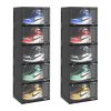 SOGA 2X 5 Tier Black Portable Shoe Organiser Sneaker Footwear Folding Plastic Bin Stackable Storage Box with Magnetic Door, Furniture, Storage & Shelving, Shoe Storage, , ,  - NZ DEPOT 1